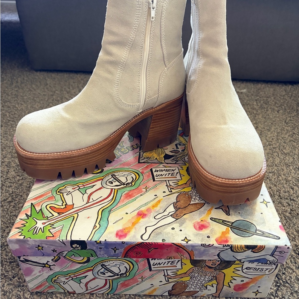 Jeffrey Campbell Bone Suede Platform Ankle Boots